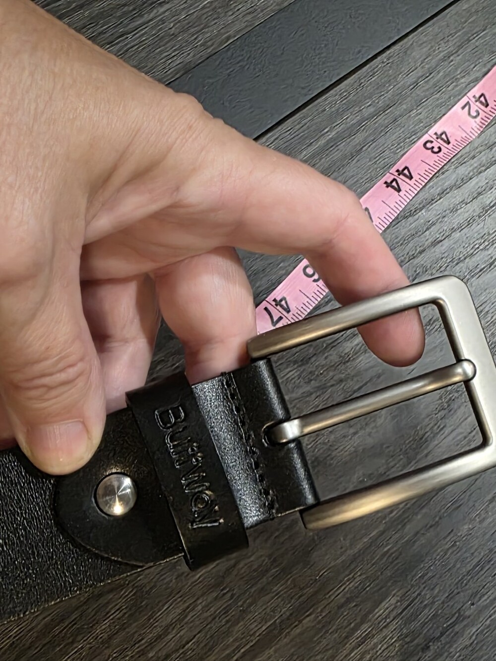 Buffalo David Bitton Black Leather Belt with Brushed Silver Buckle